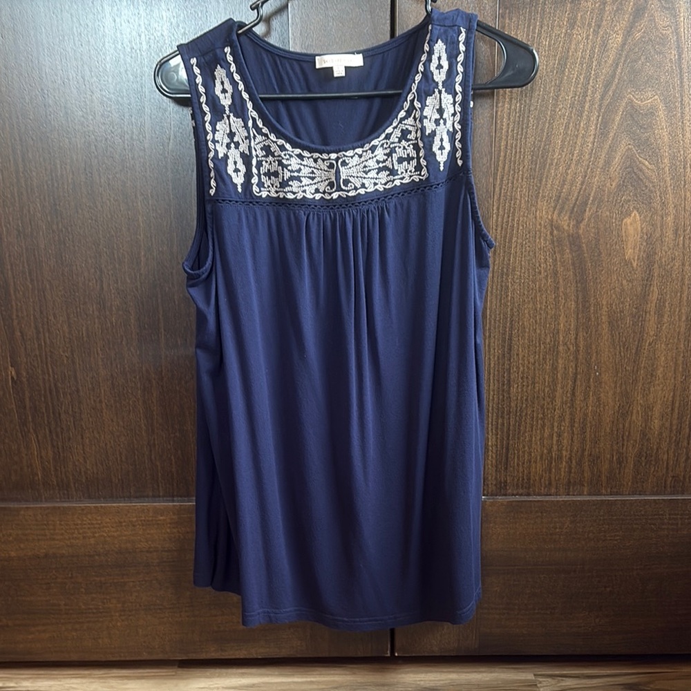 Skies Are Blue Embellished Sleeveless Tank Top